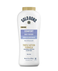 Front of Gold Bond Comfort Body Powder bottle