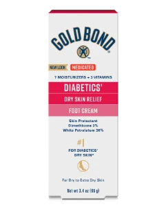 Front of Gold Bond Diabetics’ Dry Skin Relief Foot Cream box