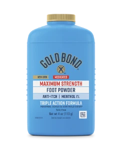 Front of Gold Bond Maximum Strength Medicated Foot Powder bottle 4oz
