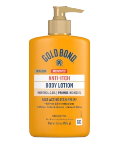 Front of Gold Bond Medicated Anti-Itch Lotion bottle
