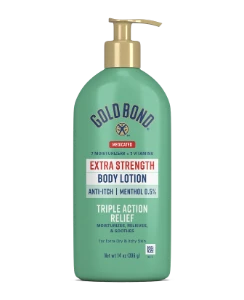 Front of Gold Bond Extra Strength Medicated Body Lotion bottle