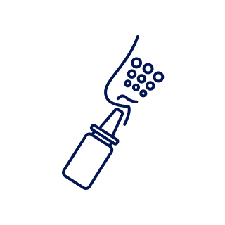 Step 4 icon: illustration shows a nasal spray bottle and nose