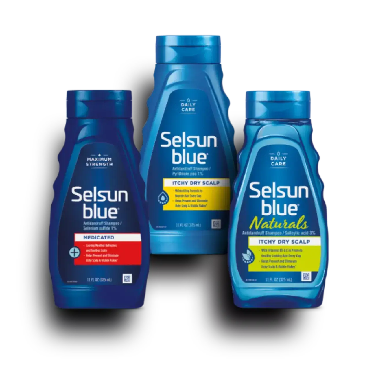 An assortment of Selsun blue® shampoos.