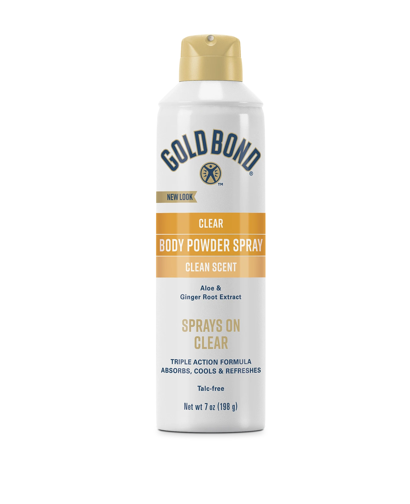 Front of Gold Bond Clear Body Powder Spray can