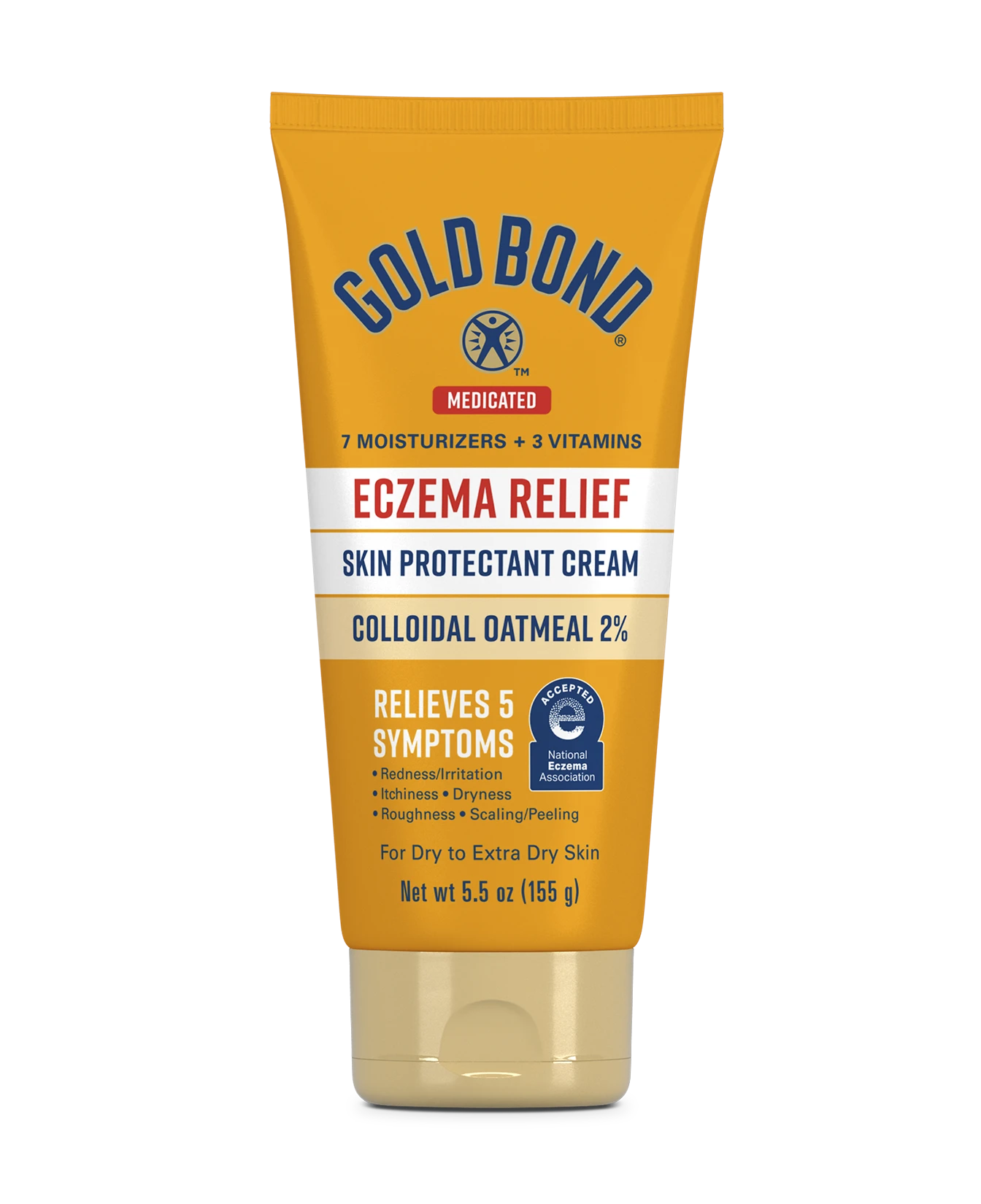 Front of Gold Bond Eczema Relief Medicated Skin Protectant Cream tube 5.5oz
