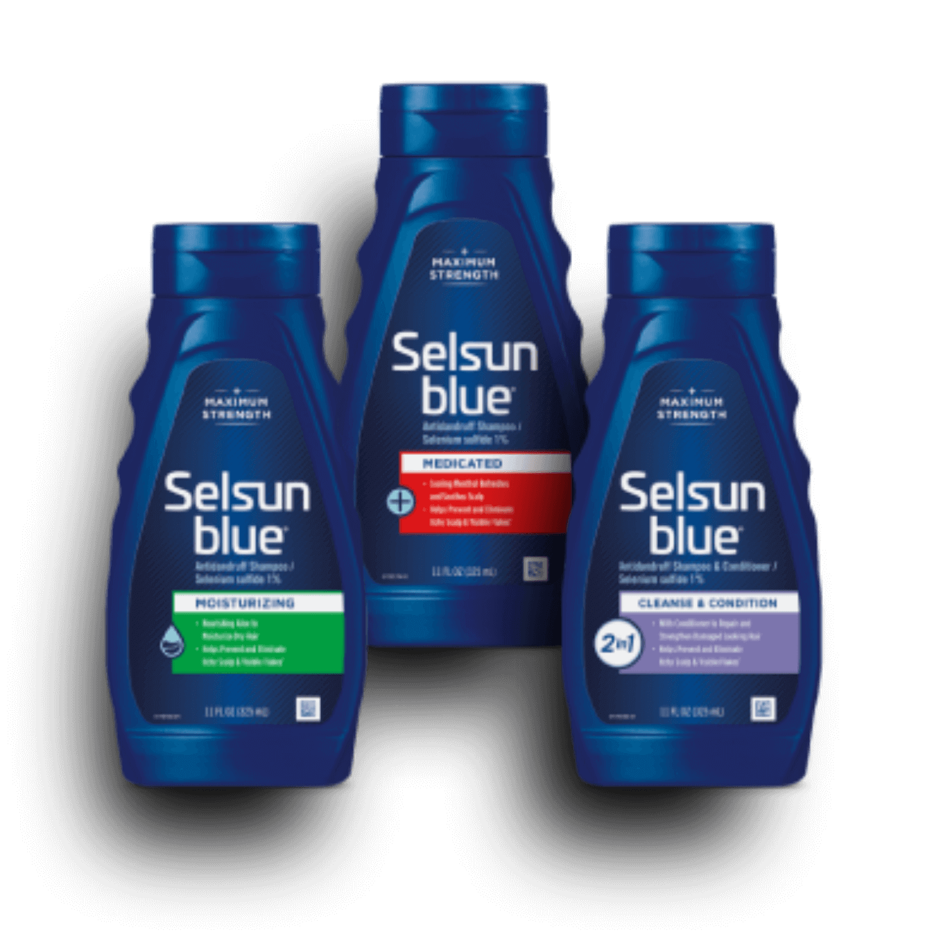 Assortment of Selsun blue® shampoos recommended for tough dandruff 