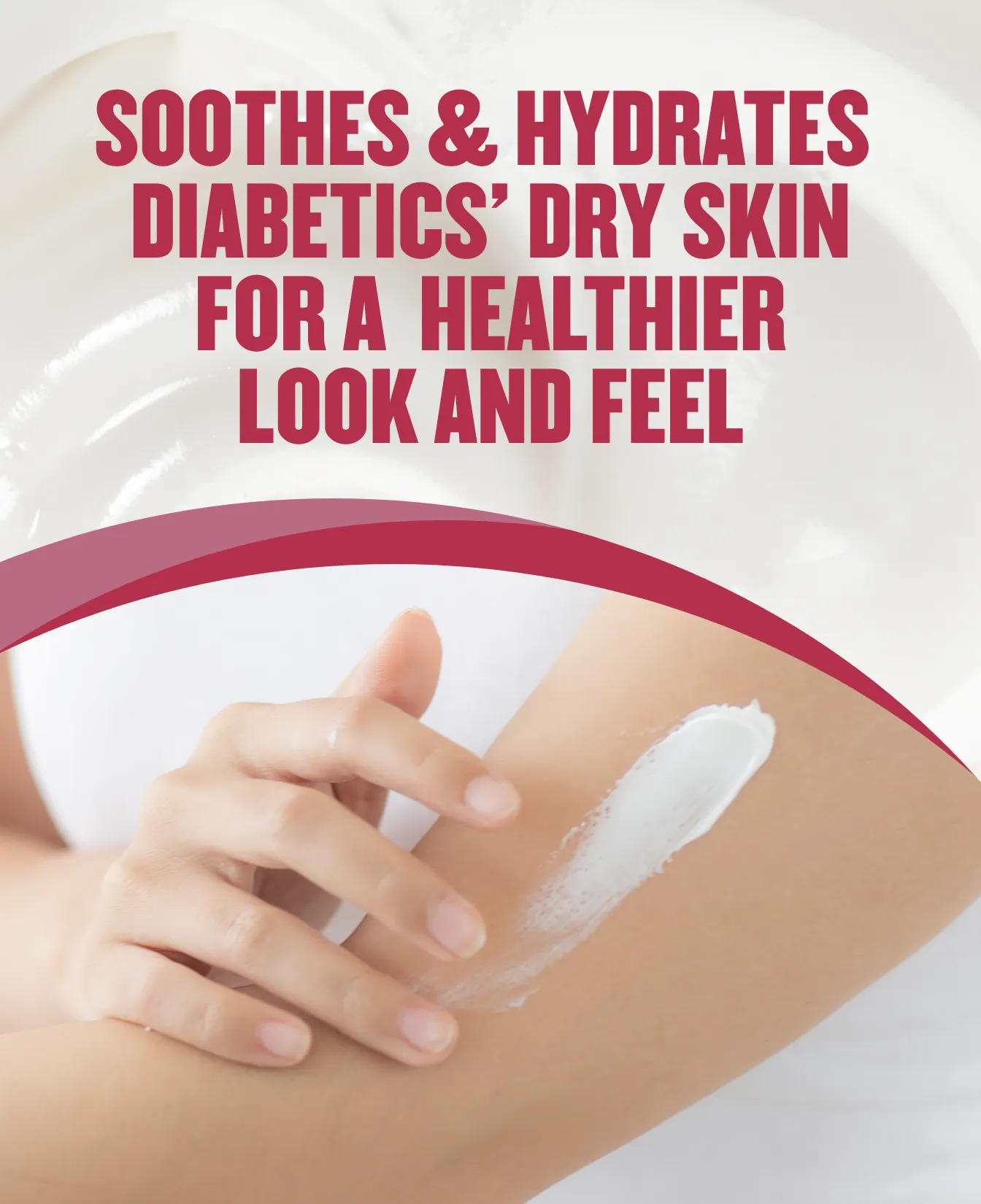 Packaging of Gold Bond® Diabetics' Dry Skin Relief Body Lotion and benefit statements.