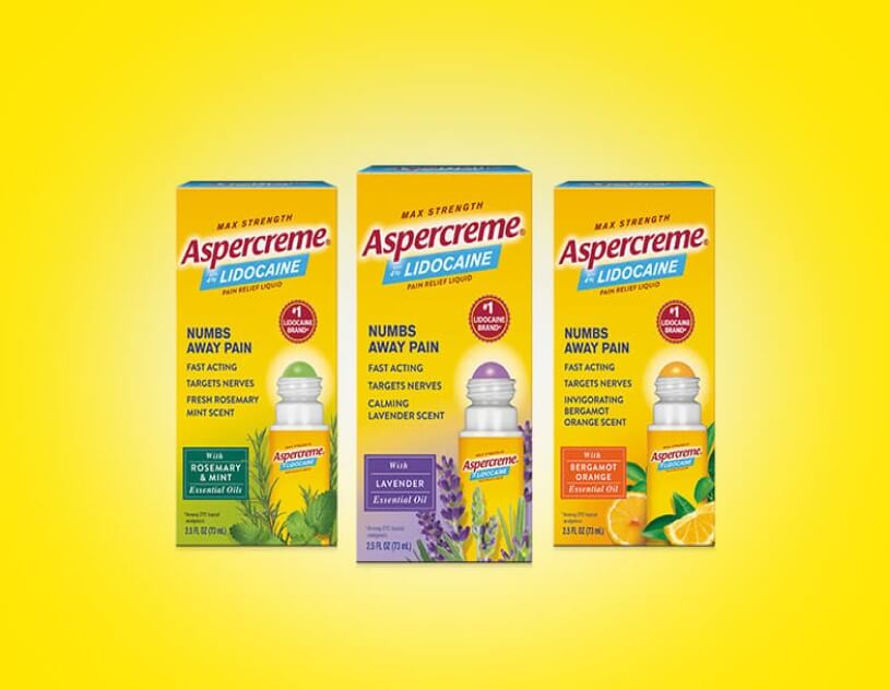 Aspercreme® Lidocaine Pain Relief Roll-On With Essential Oils products. 