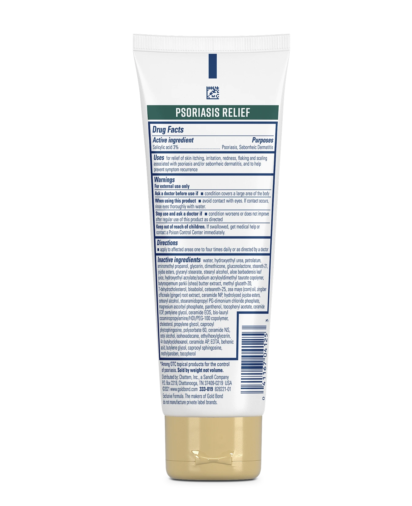 Back of Gold Bond Psoriasis Relief Medicated Multi-Symptom Cream