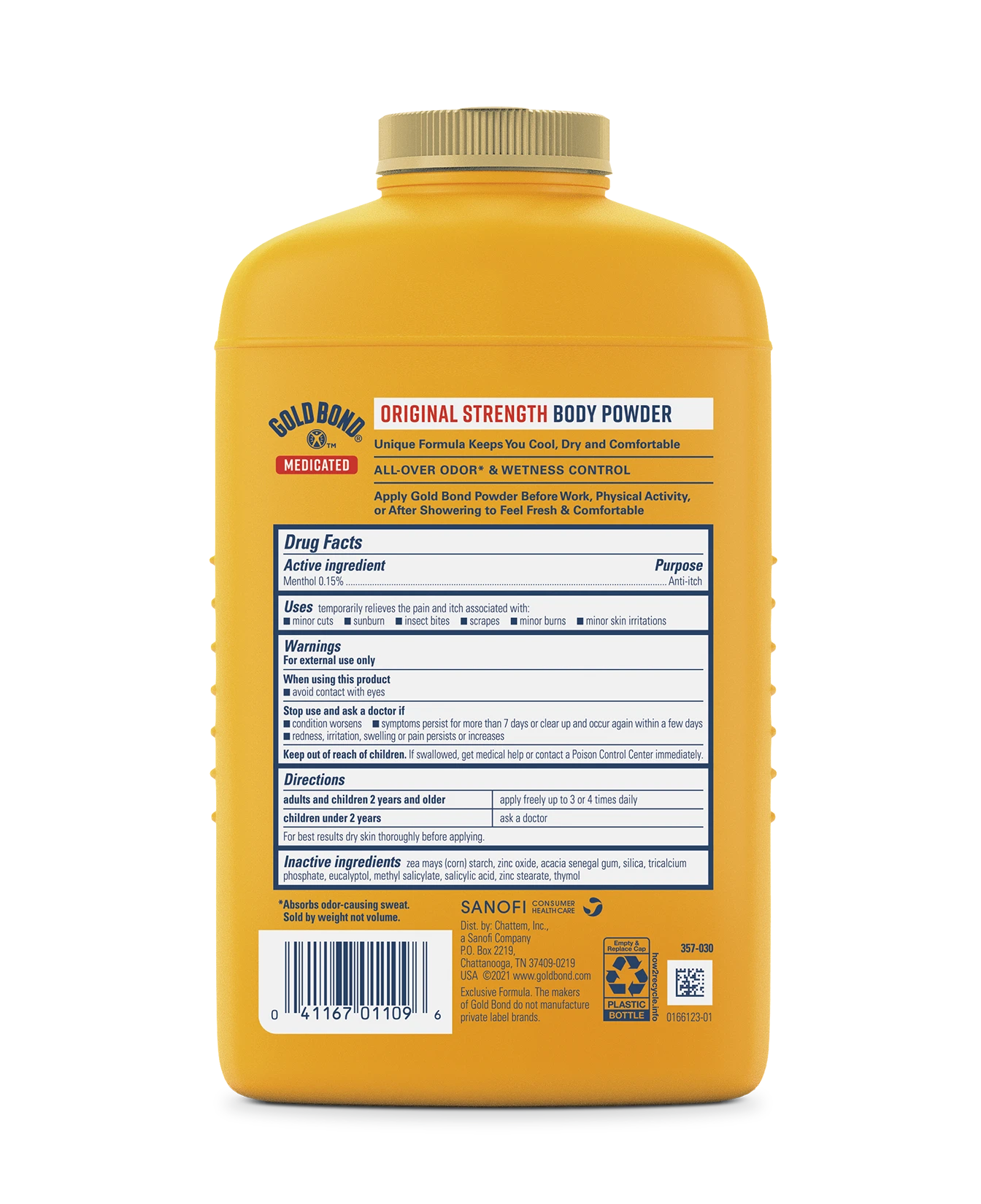 Back of Gold Bond Original Strength Medicated Body Powder 10oz