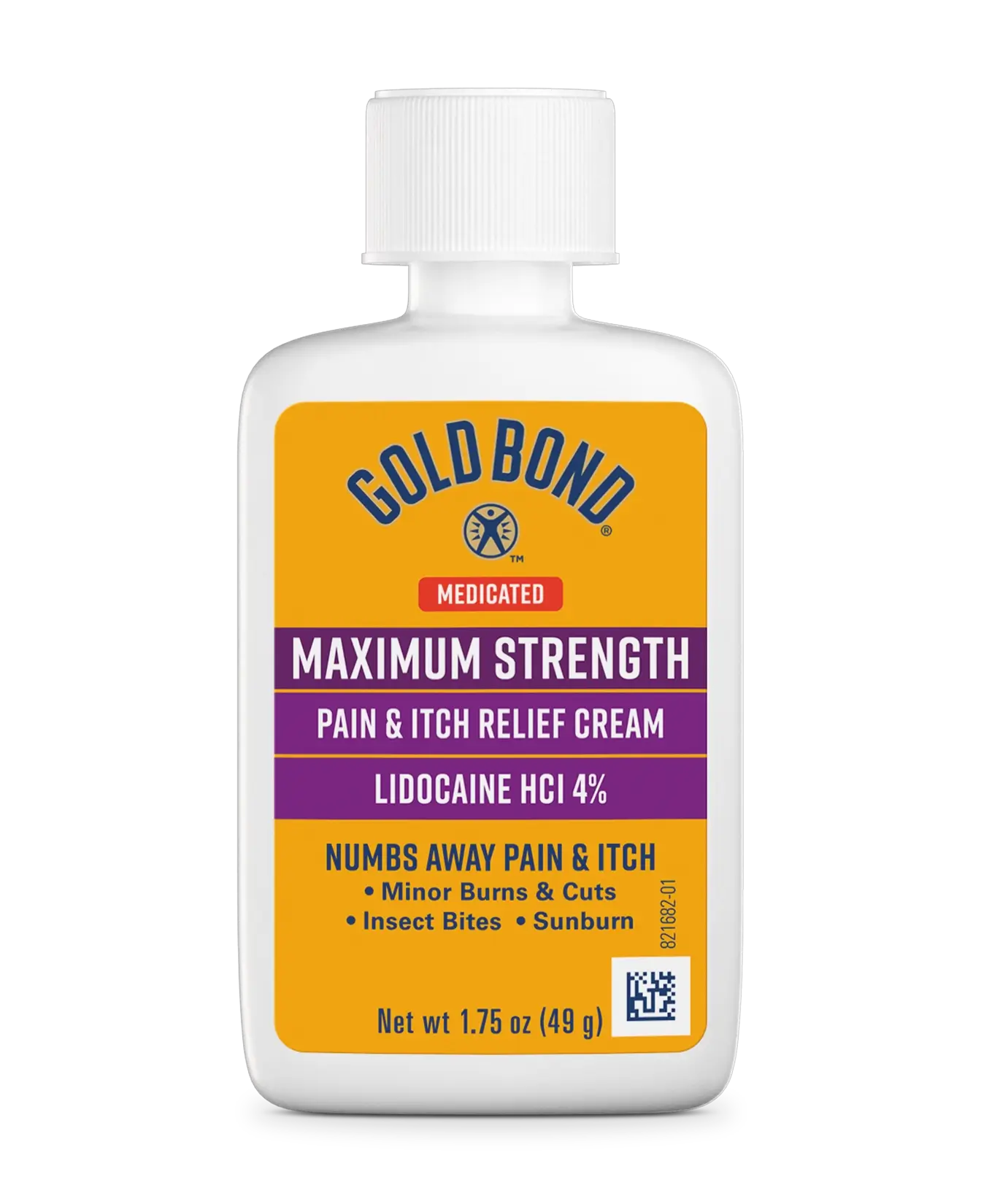 Front of Gold Bond Medicated Pain & Itch Relief Cream with Lidocaine bottle