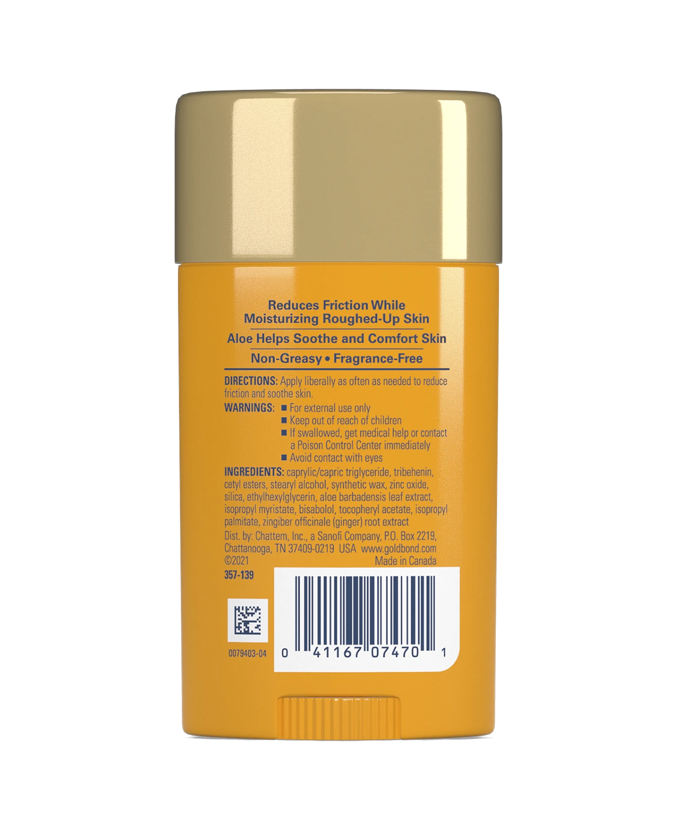 Back of Gold Bond Friction Defense Moisturizing Stick 