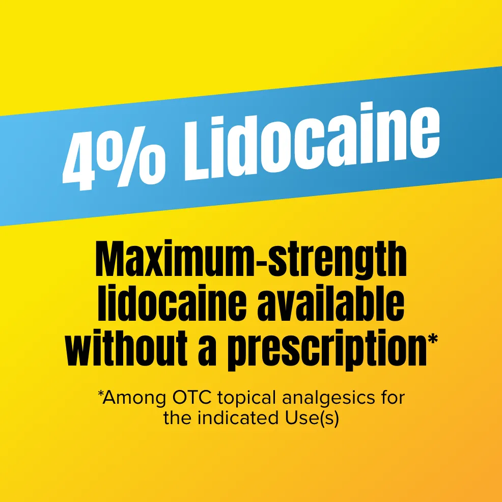 Aspercreme® Lidocaine Fragrance-Free Pain Relief Roll-On products and front and back of product packaging