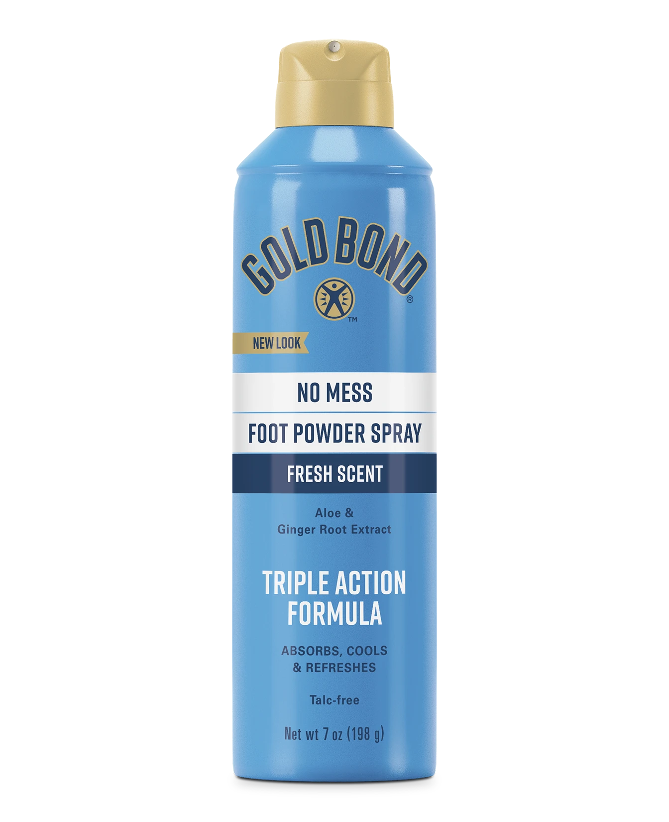 Front of Gold Bond No Mess Foot Powder Spray can