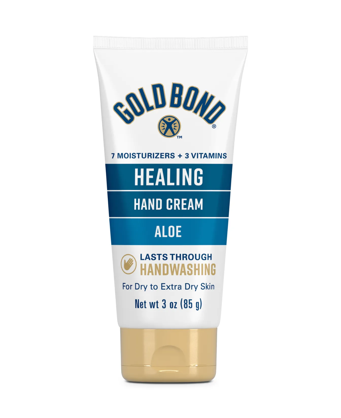 Packaging of Gold Bond® Healing Hand Cream and benefit statements.