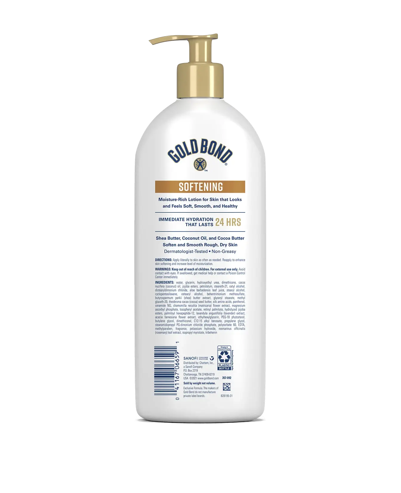 Back of Gold Bond Softening 14oz Lotion bottle