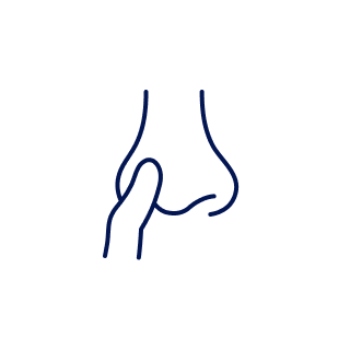 Step 2 icon: a finger blocks one side of nostril