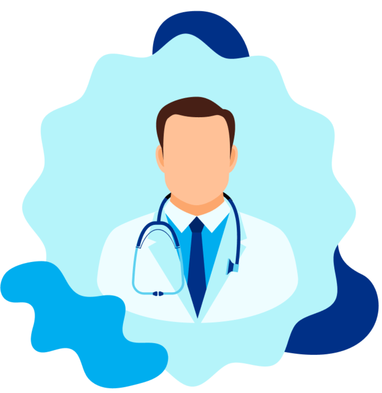 Illustration of a male doctor, with a stethoscope.