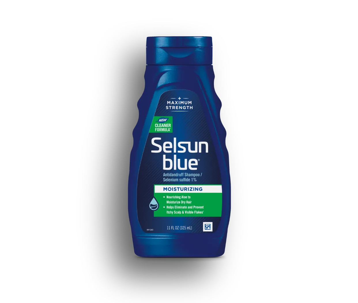 Bottle of Selsun blue® Moisturizing shampoo.