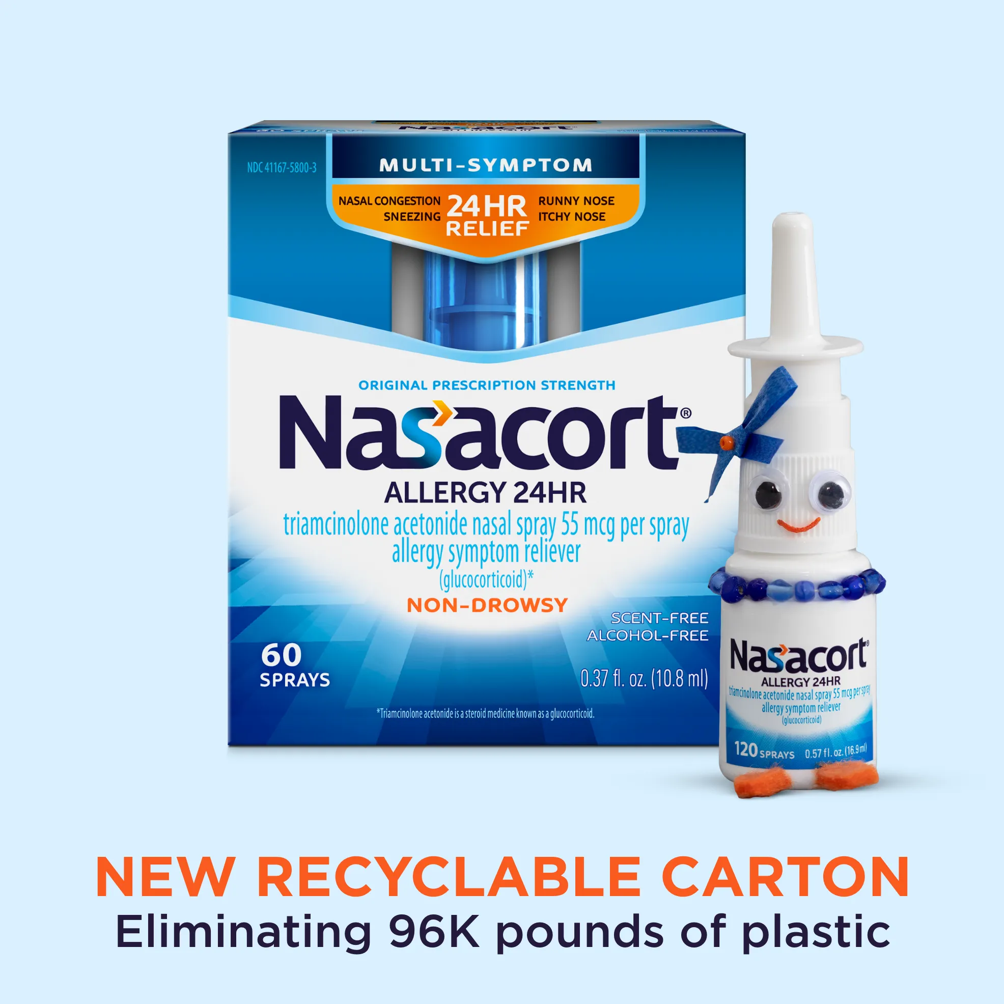 Nasacort® Allergy 24HR product images - front and back of product and packaging