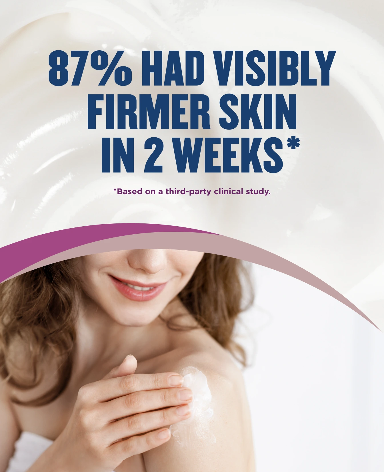 Packaging of Gold Bond® Tight & Firm Body & Face Lotion and benefit statements.