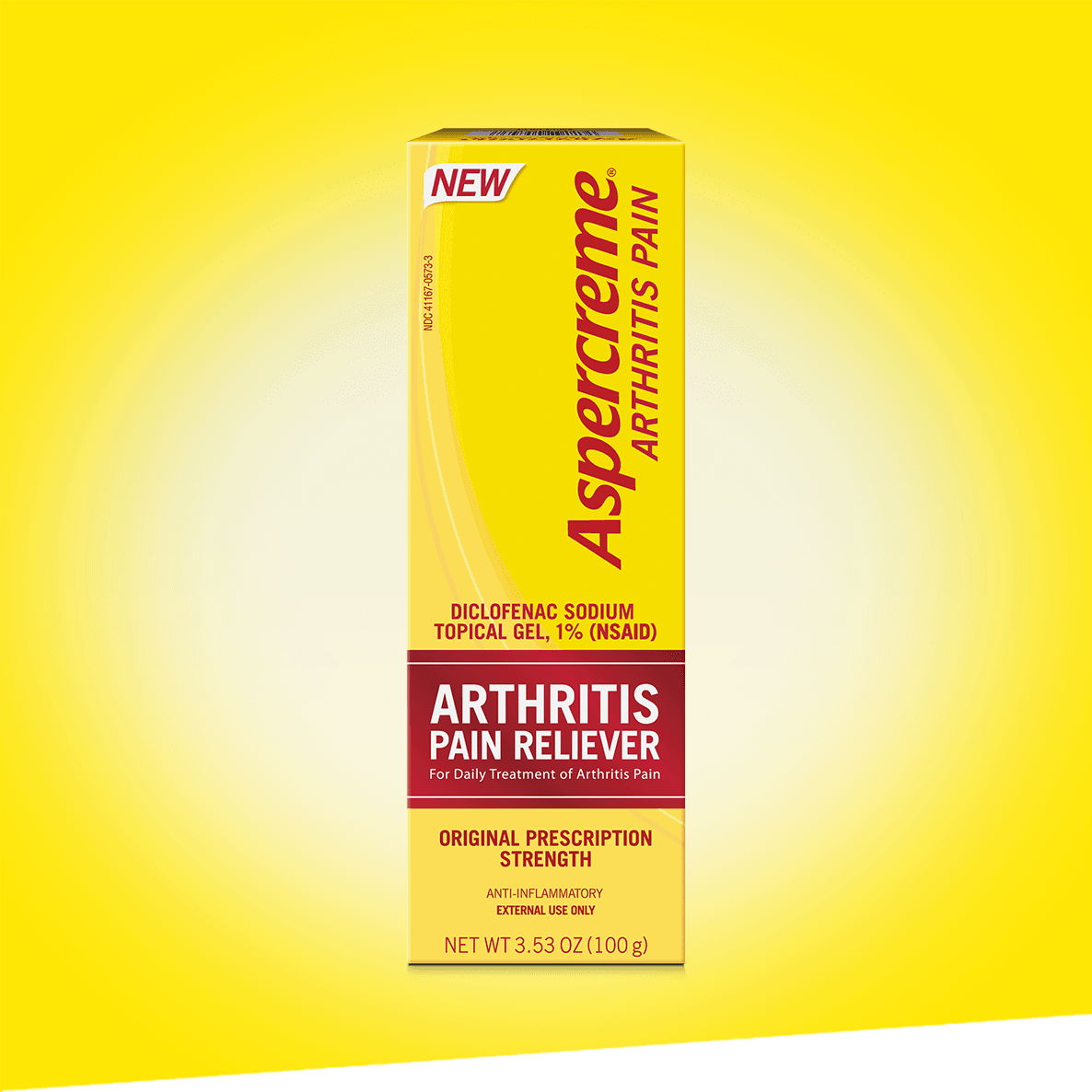 Front of packaging of a best-selling Aspercreme® product: Aspercreme® Arthritis Pain Reliever Gel.