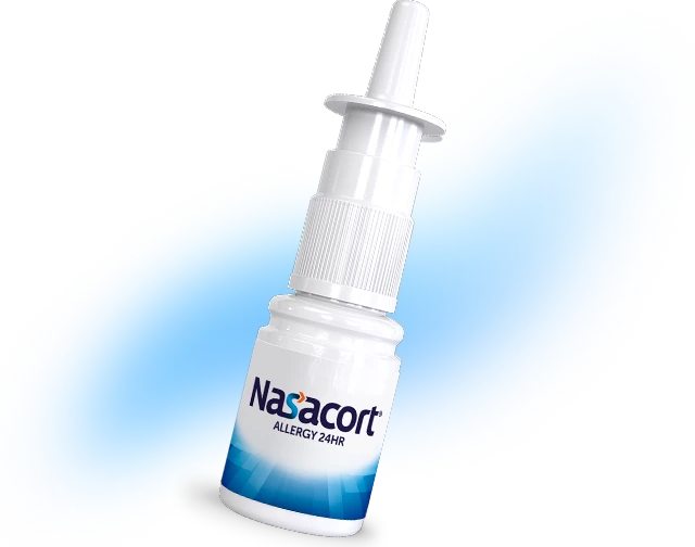 Nasacort® Allergy 24HR bottle and package