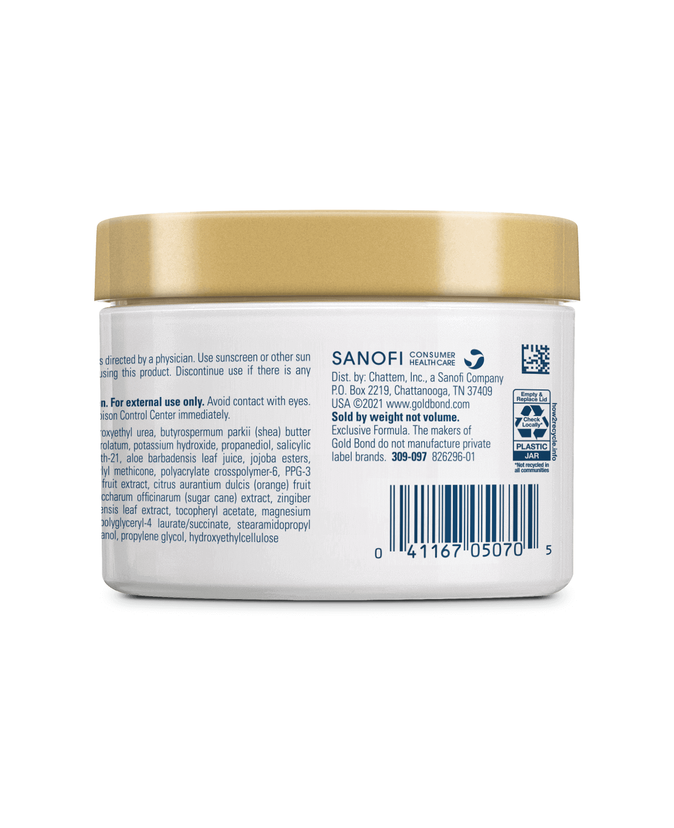 Back of Gold Bond Rough & Bumpy Skin Daily Therapy Cream Jar